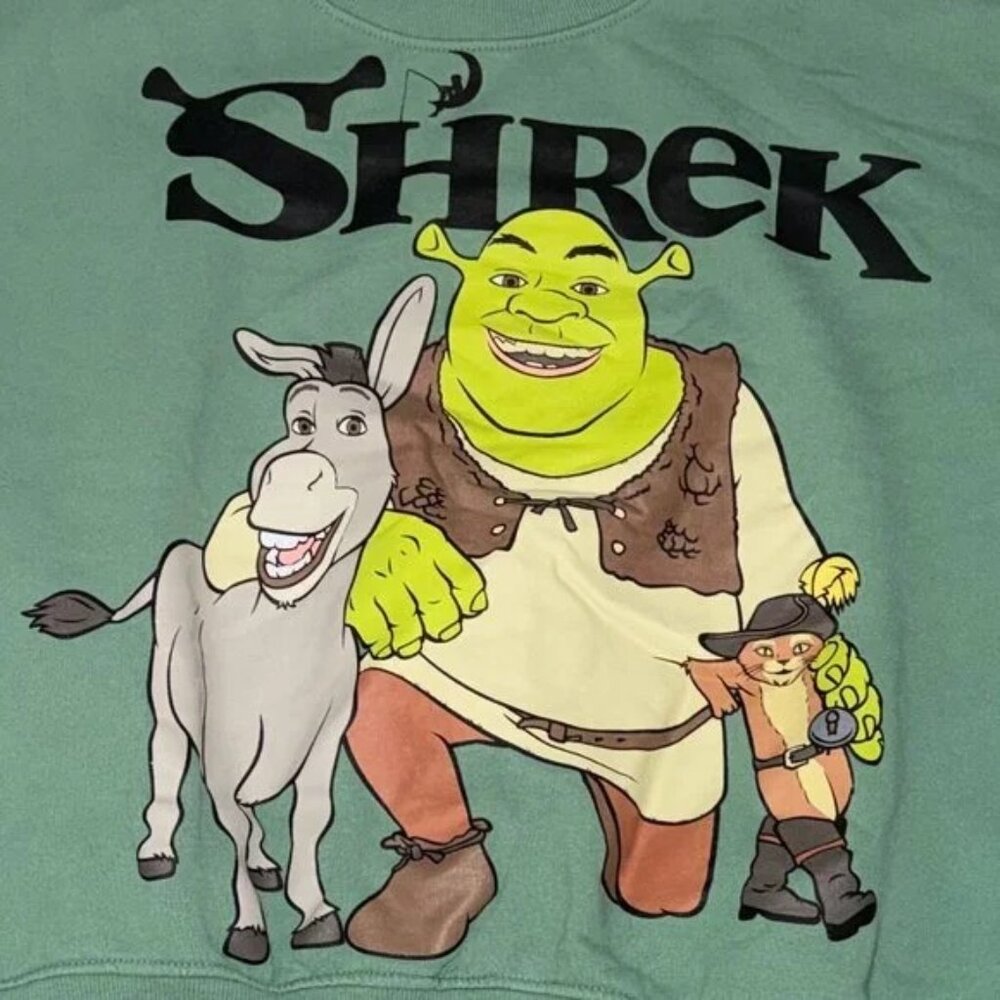 Like New DreamWorks Shrek Donkey & Puss in Boots Cropped Sweatshirt Small - Picture 6 of 8